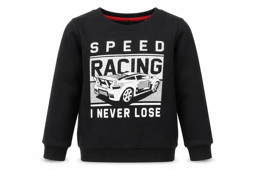 Max Boys Black Cotton Pullover Sweatshirt Size 7-8 Years Pullover - Speed Racing