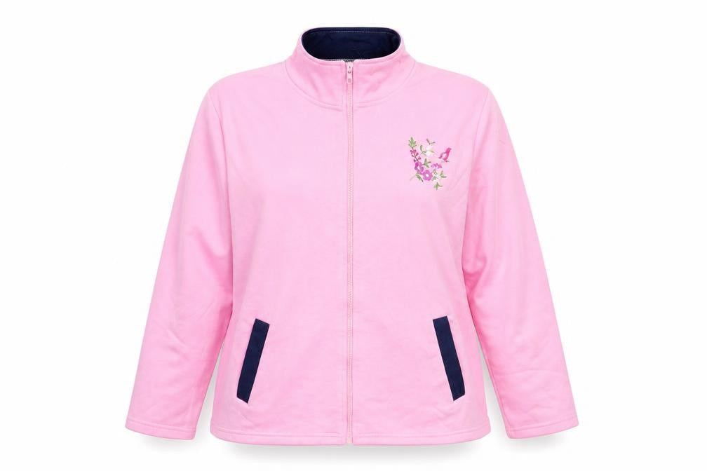 Anne De Lancay Womens Pink Floral Jacket Size L Zip