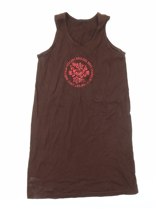 SheIn Womens Brown Cotton Tank Dress Size M Scoop Neck Pullover