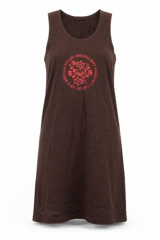 SHEIN Womens Brown Cotton Tank Dress Size M Scoop Neck Pullover