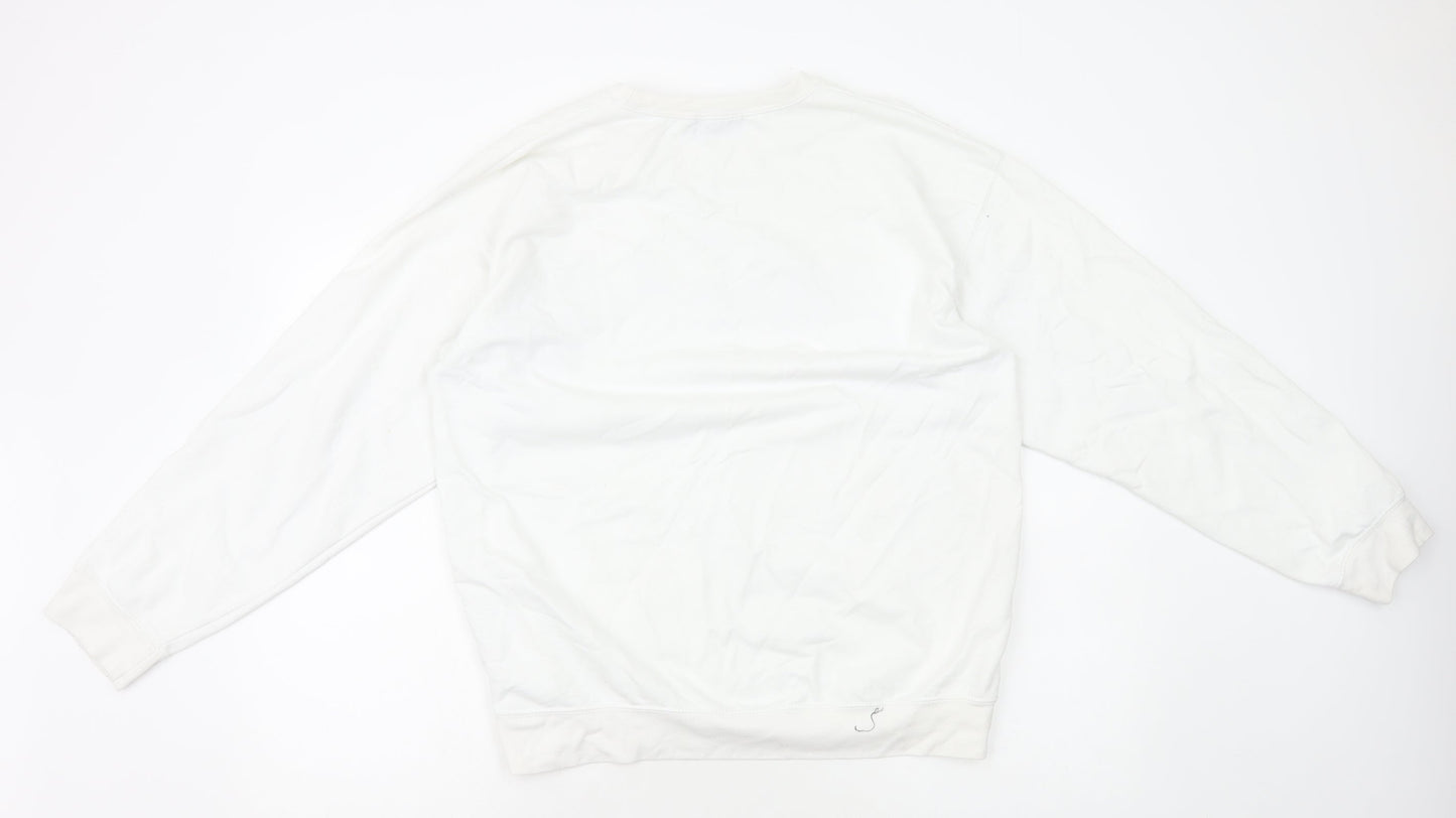 Boohoo Mens White Cotton Pullover Sweatshirt Size M
