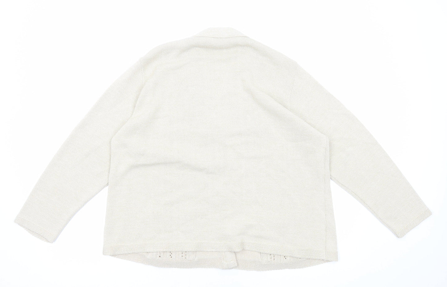 Florida Womens Beige V-Neck Acrylic Cardigan Jumper Size L
