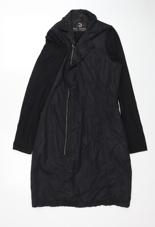 Miss Captain Womens Black Polyester Jacket Dress Size 8 Collared Zip