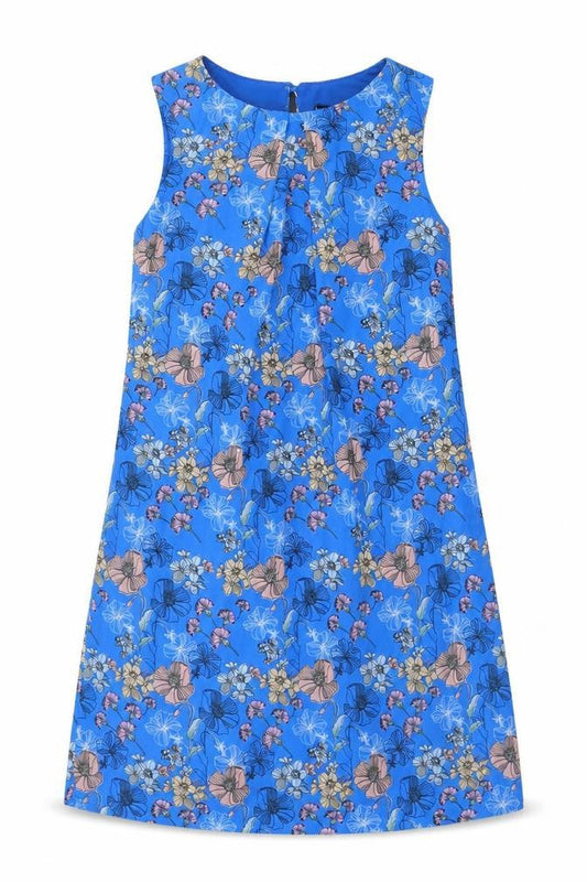Atmosphere Womens Blue Floral Polyester Shift Size 6 Boat Neck Button
