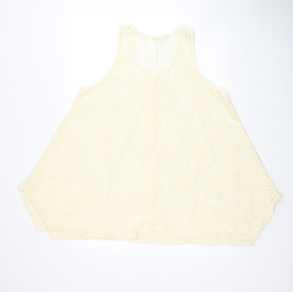 Exist Womens Yellow Floral Polyester Basic Blouse Size M V-Neck