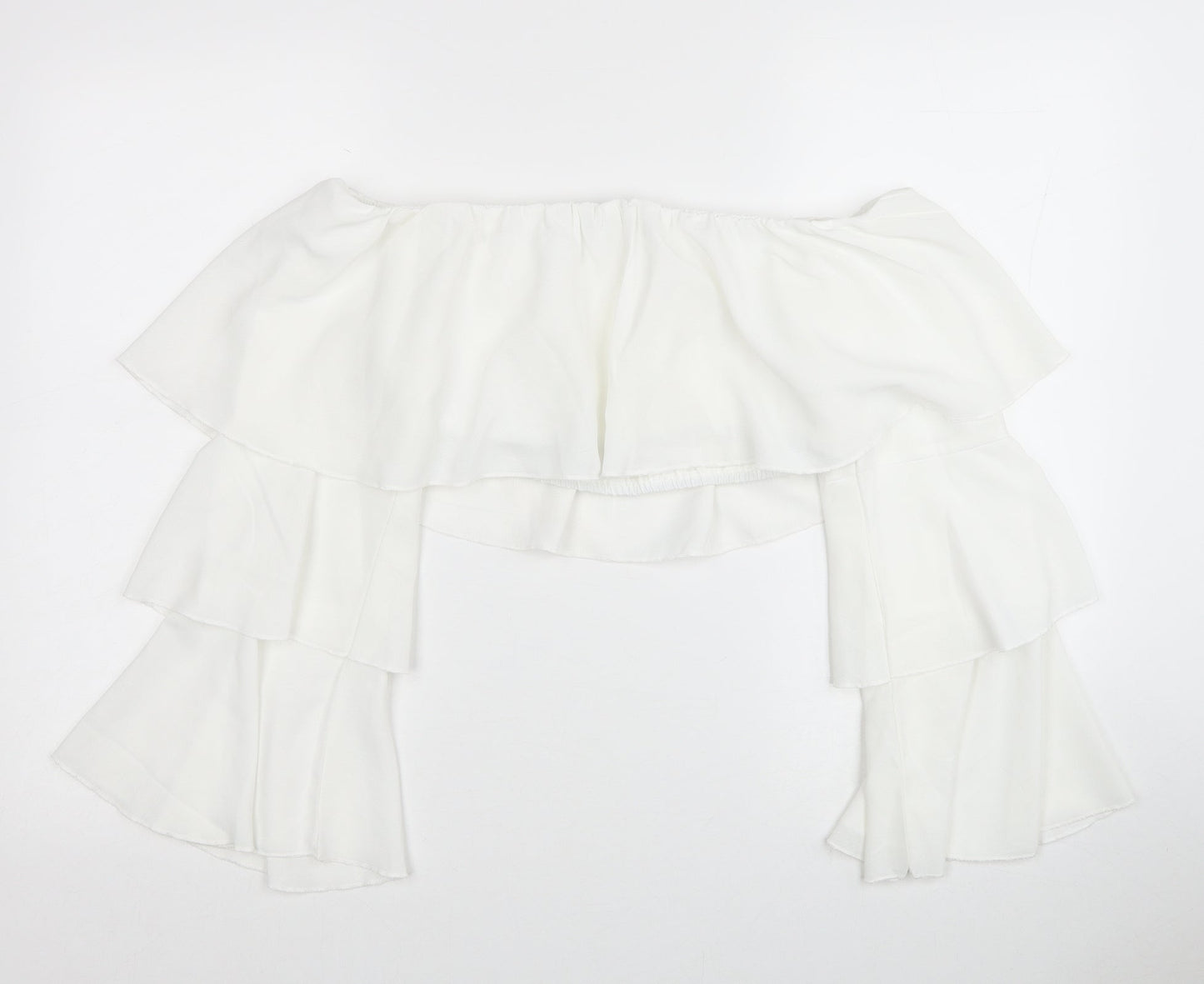 SheIn Womens White Polyester Cropped Blouse Size S Off the Shoulder