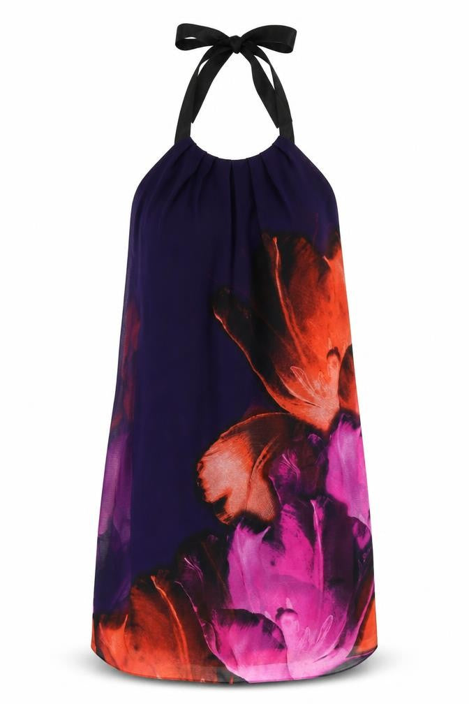 Le Chateau Womens Multicoloured Floral Polyester Shift Size XS Halter Zip