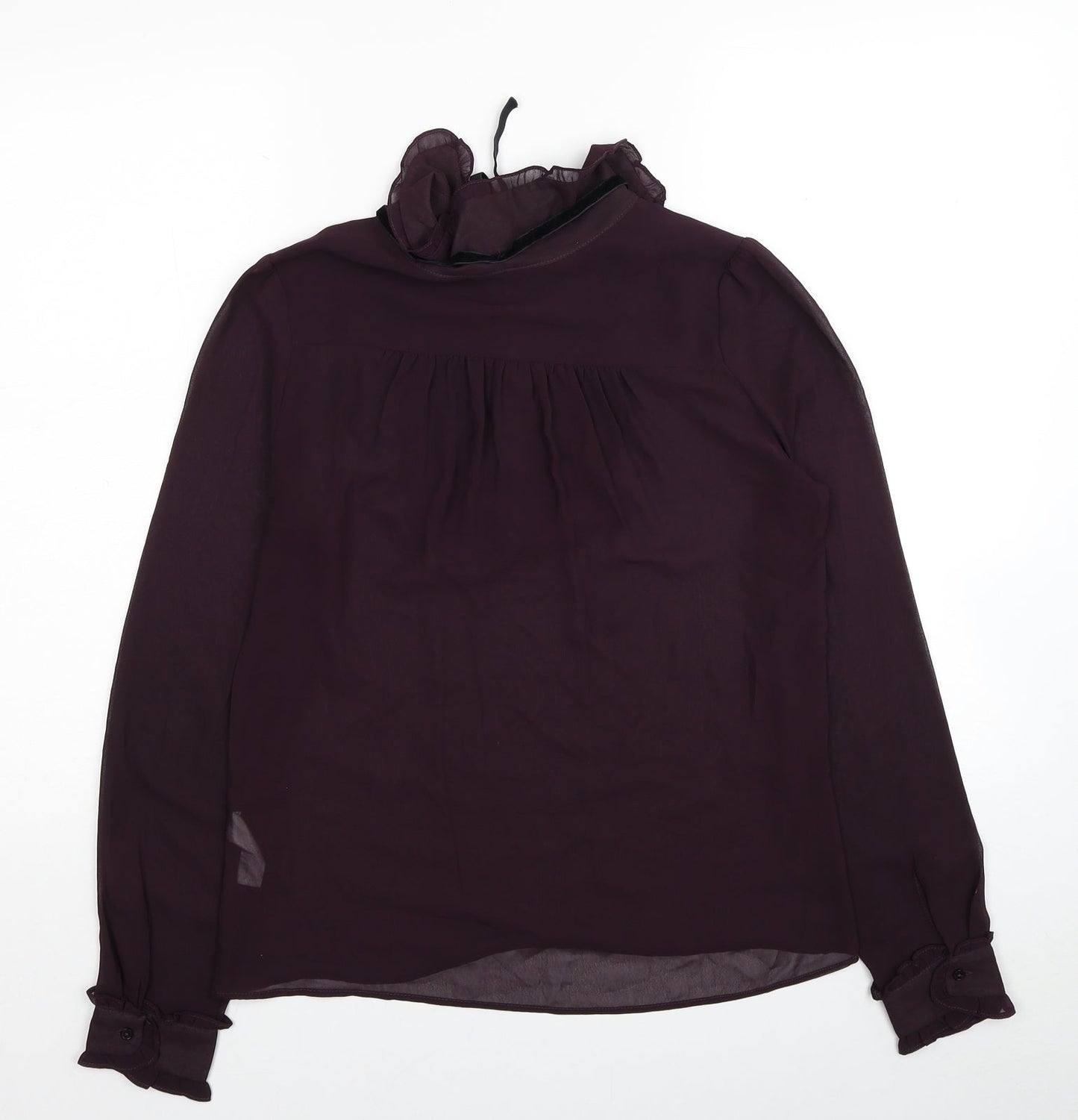 Topshop Womens Red Polyester Basic Blouse Size 8 Collared