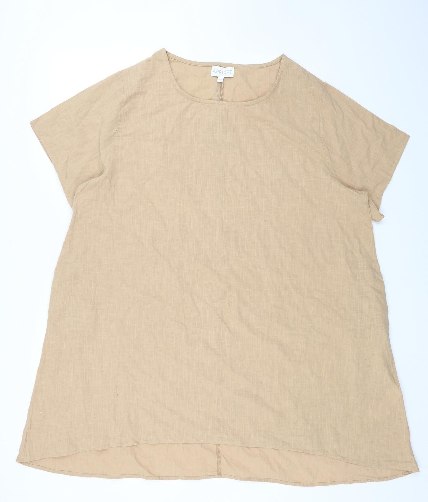 Apricot Womens Beige Cotton Basic Blouse Size M Round Neck