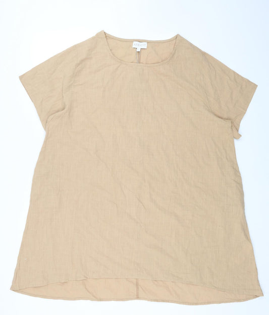 Apricot Womens Beige Cotton Basic Blouse Size M Round Neck