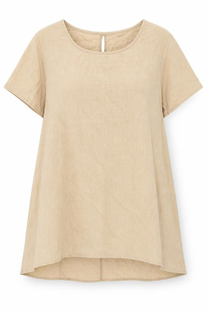Apricot Womens Beige Cotton Basic Blouse Size M Round Neck