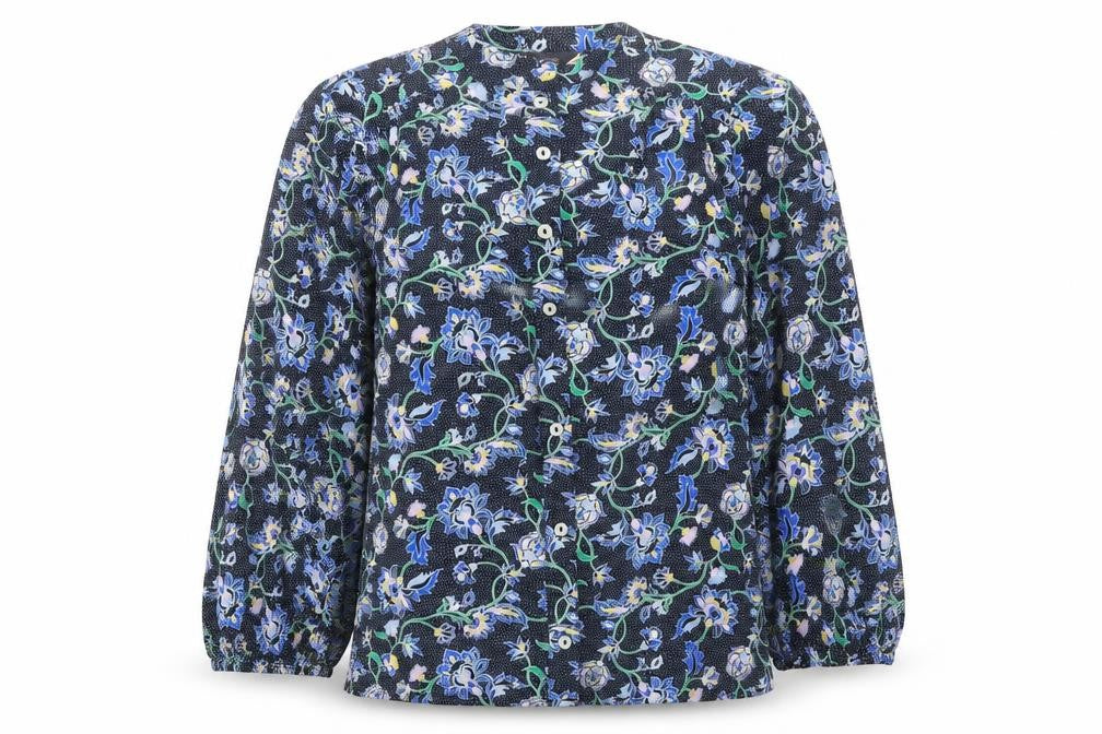 Marks & Spencer Womens Multicoloured Floral Cotton Basic Button-Up Size 8 Round Neck