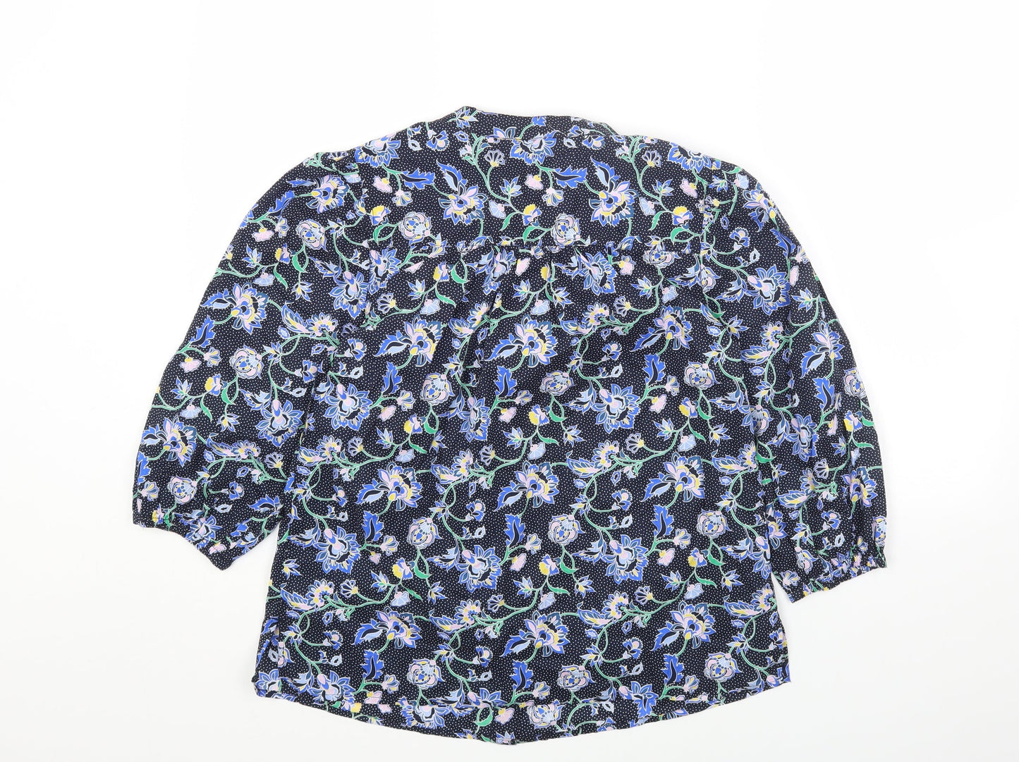 Marks and Spencer Womens Multicoloured Floral Cotton Basic Button-Up Size 8 Round Neck