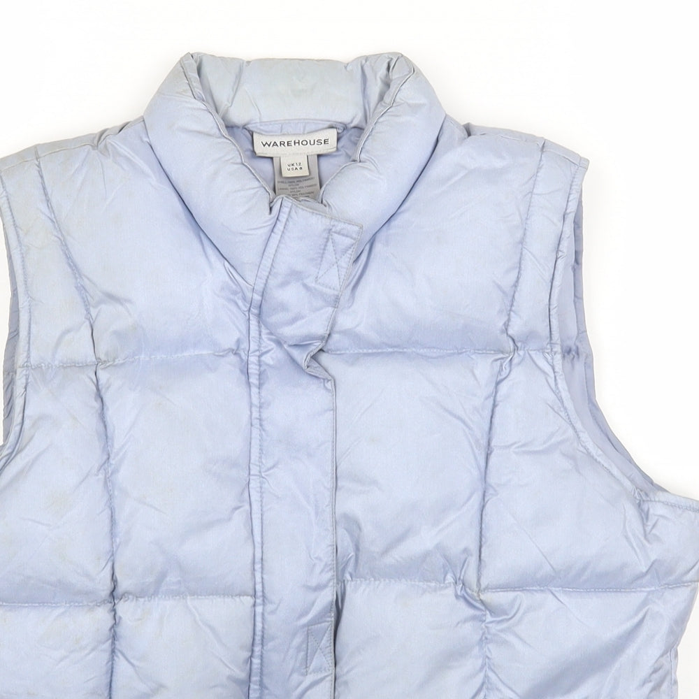 Warehouse Womens Blue Gilet Waistcoat Size 12 Zip
