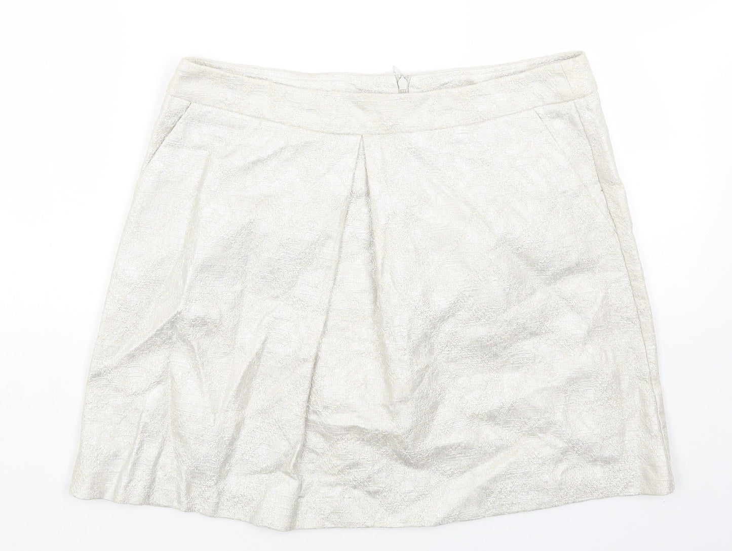 Preworn Womens Grey Cotton A-Line Skirt Size 12 Zip