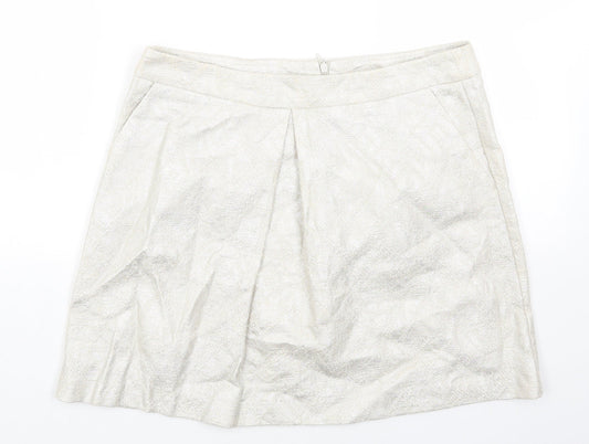 Preworn Womens Grey Cotton A-Line Skirt Size 12 Zip