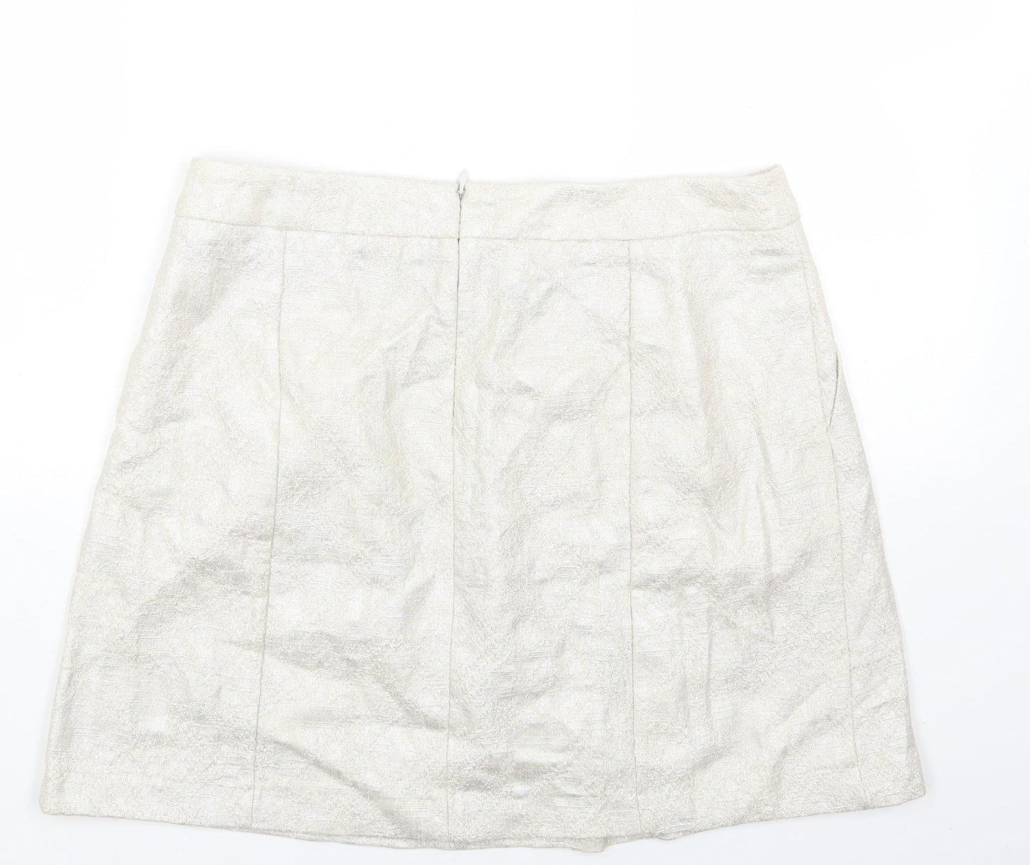 Preworn Womens Grey Cotton A-Line Skirt Size 12 Zip
