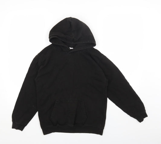 Justhoods Girls Black Cotton Pullover Hoodie Size 12-13 Years Pullover