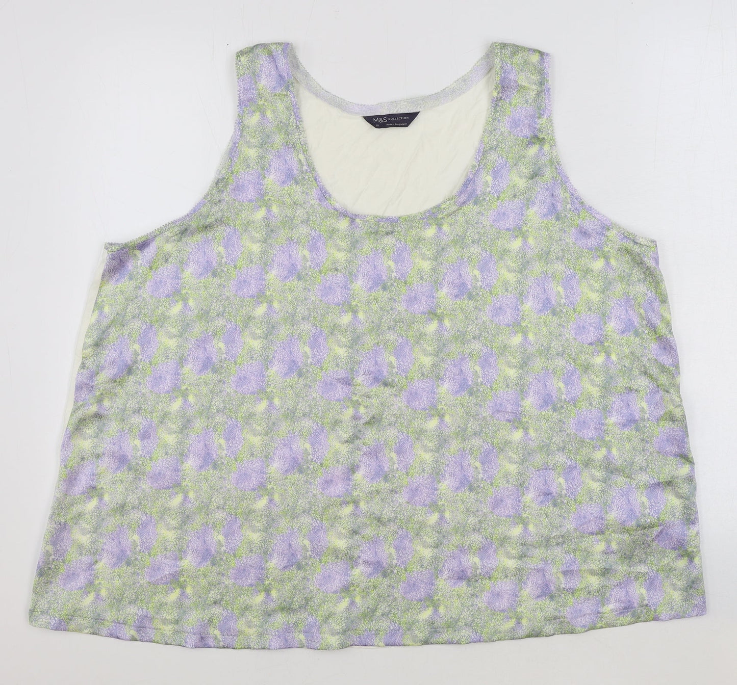 Marks and Spencer Womens Multicoloured Floral Polyester Basic Tank Size 20 Round Neck