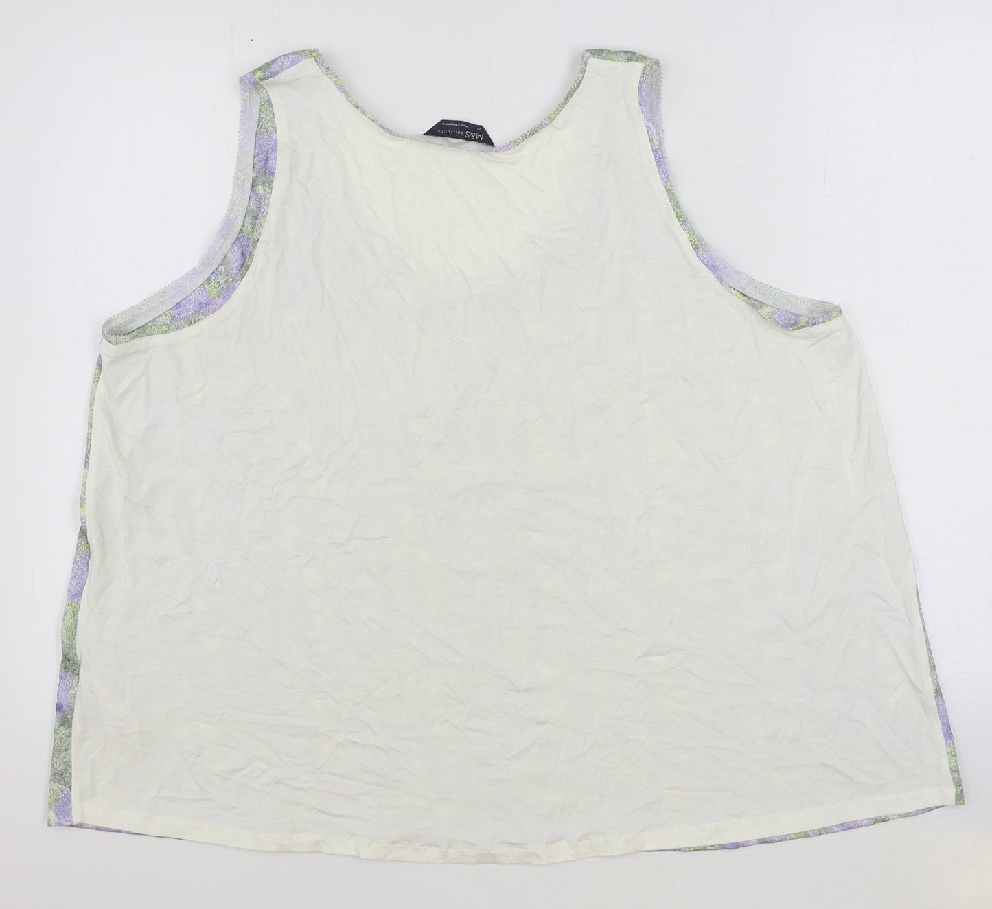 Marks and Spencer Womens Multicoloured Floral Polyester Basic Tank Size 20 Round Neck