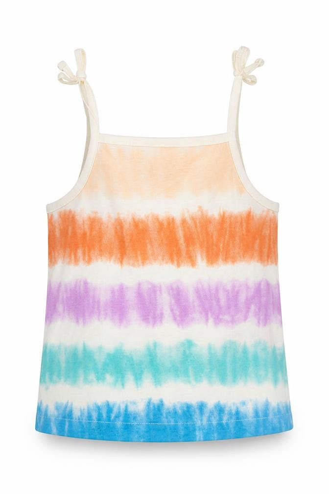 Marks & Spencer Girls Multicoloured Geometric 100% Cotton Basic Tank Size 3-4 Years Square Neck Pullover