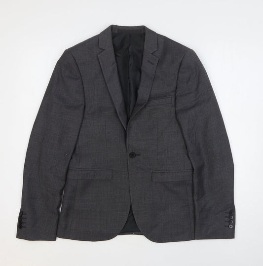Burton Mens Grey Polyester Jacket Suit Jacket Size 34