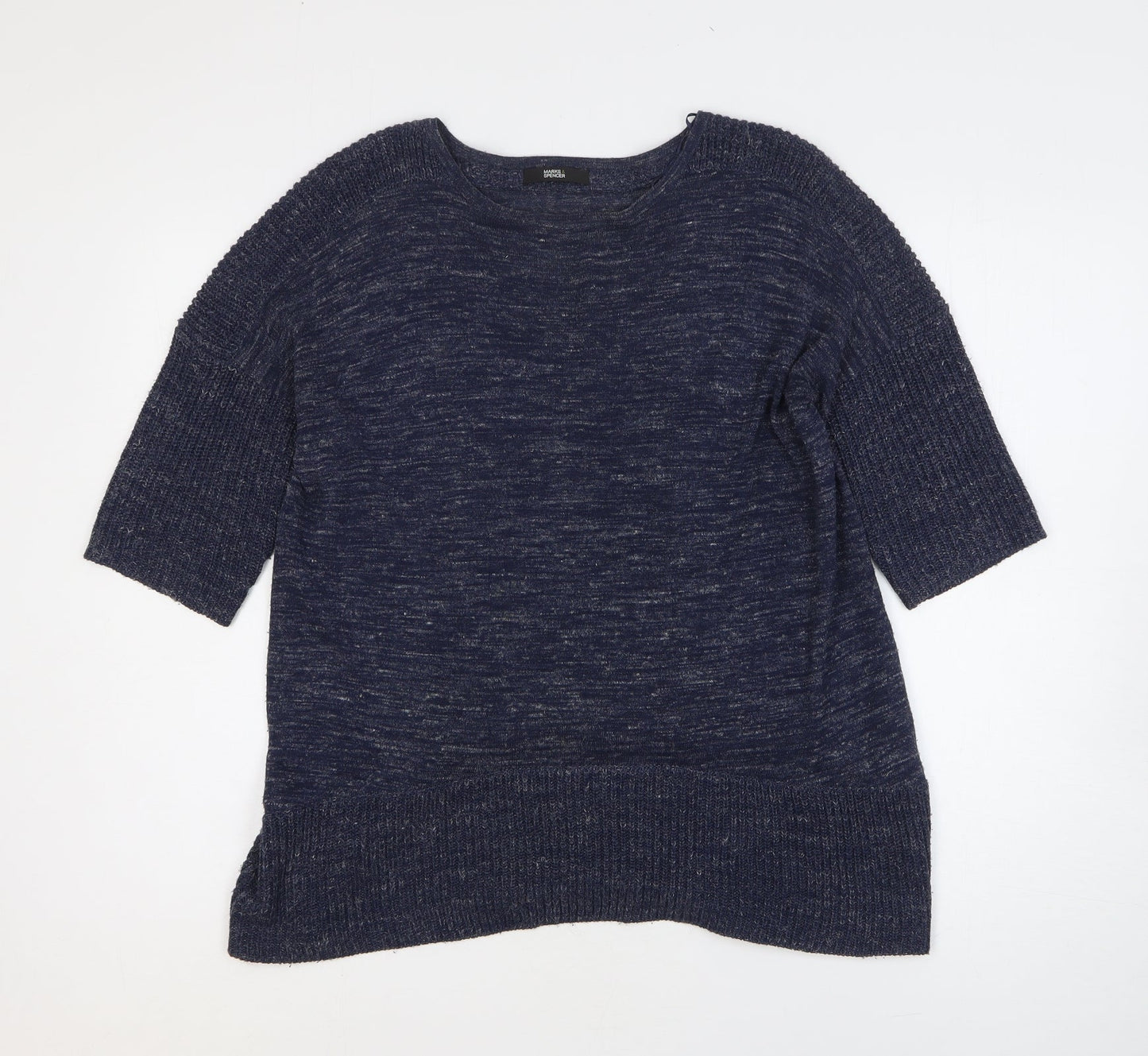 Marks and Spencer Womens Blue Round Neck Acrylic Pullover Jumper Size 12