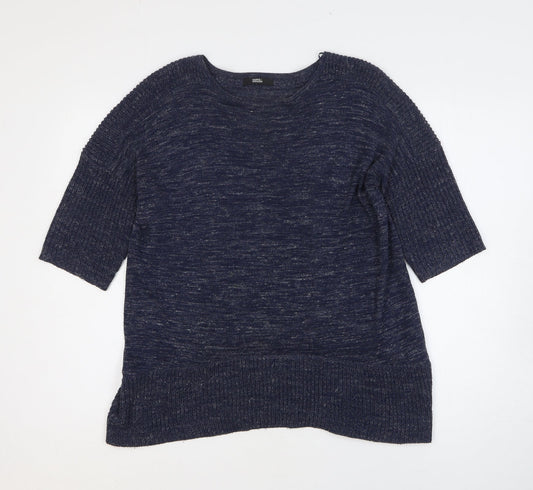 Marks and Spencer Womens Blue Round Neck Acrylic Pullover Jumper Size 12