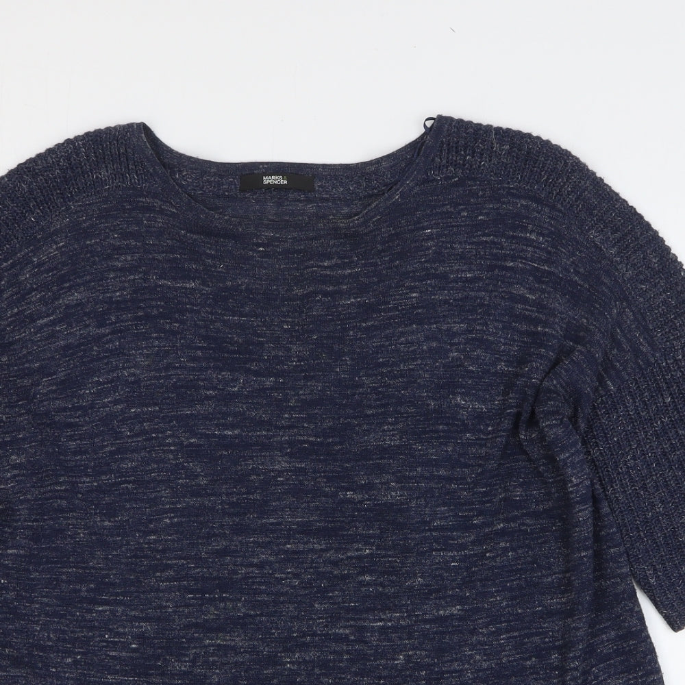Marks and Spencer Womens Blue Round Neck Acrylic Pullover Jumper Size 12