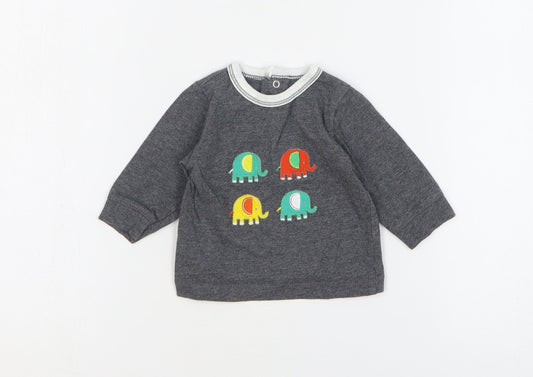Preworn Baby Grey 100% Cotton Basic T-Shirt Size 0-3 Months Round Neck Pullover