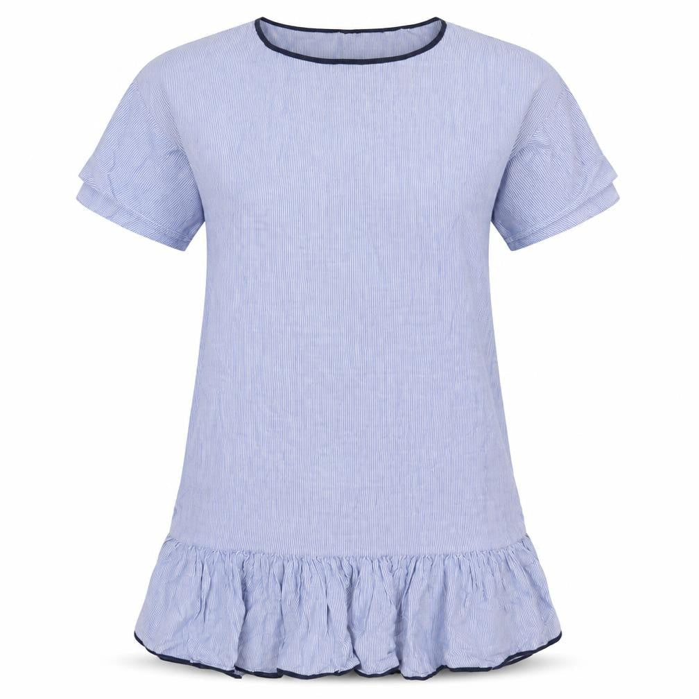 Zara Womens Blue Striped Polyester Shift Size L Boat Neck Pullover
