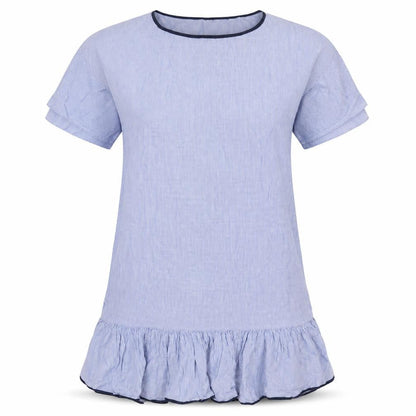 Zara Womens Blue Striped Polyester Shift Size L Boat Neck Pullover