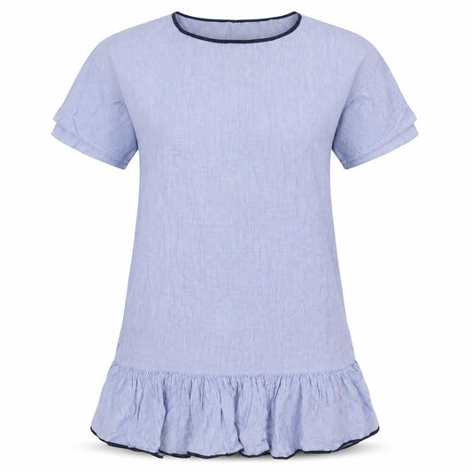 Zara Womens Blue Striped Polyester Shift Size L Boat Neck Pullover