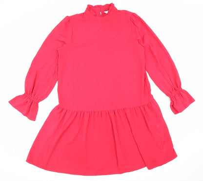 Very Womens Pink Polyester A-Line Size 10 Mock Neck Button