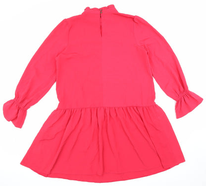 Very Womens Pink Polyester A-Line Size 10 Mock Neck Button