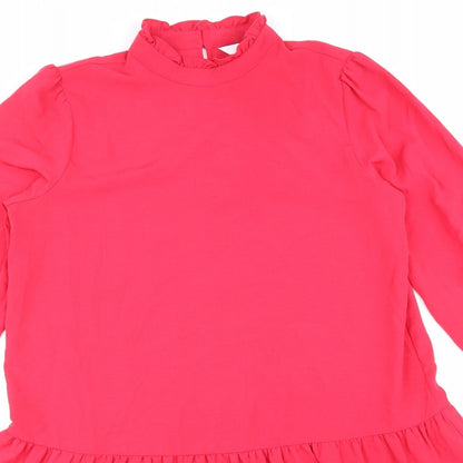 Very Womens Pink Polyester A-Line Size 10 Mock Neck Button