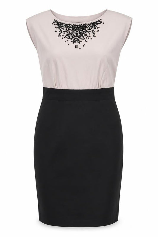 Coast Womens Black Colourblock Polyester Pencil Dress Size 12 Boat Neck Zip