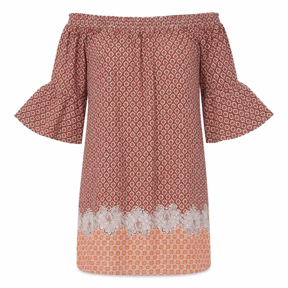 NEXT Womens Red Geometric Viscose Shift Size 10 Off the Shoulder