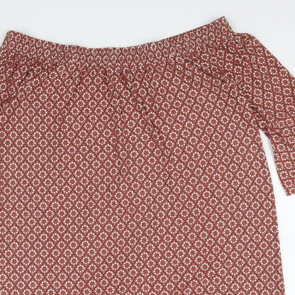 Next Womens Red Geometric Viscose Shift Size 10 Off the Shoulder