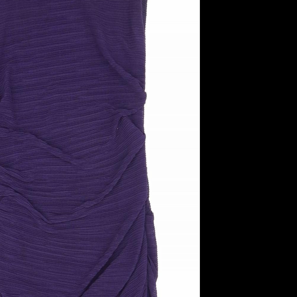 Phase Eight Womens Purple Polyester Bodycon Size S Mock Neck Zip