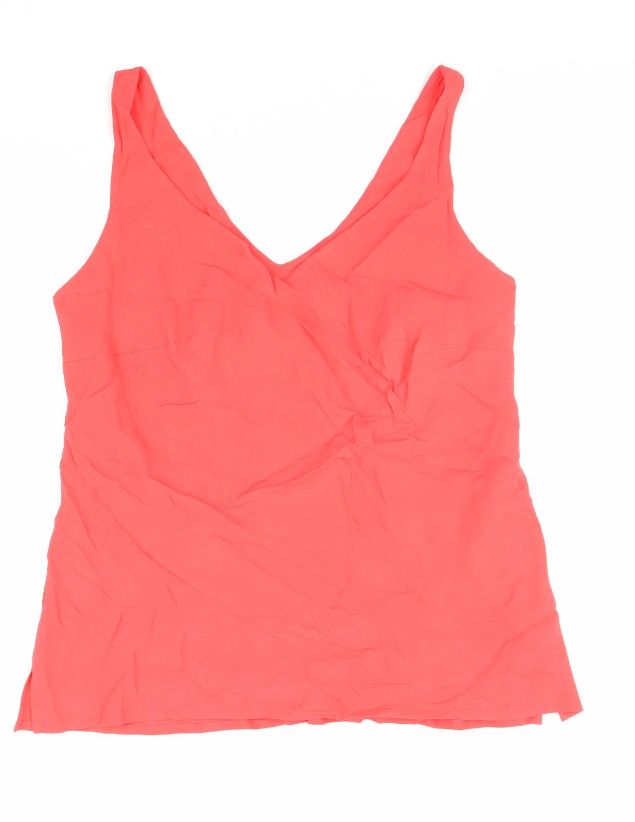 Stradivarius Womens Pink Viscose Basic Tank Size 14 V-Neck