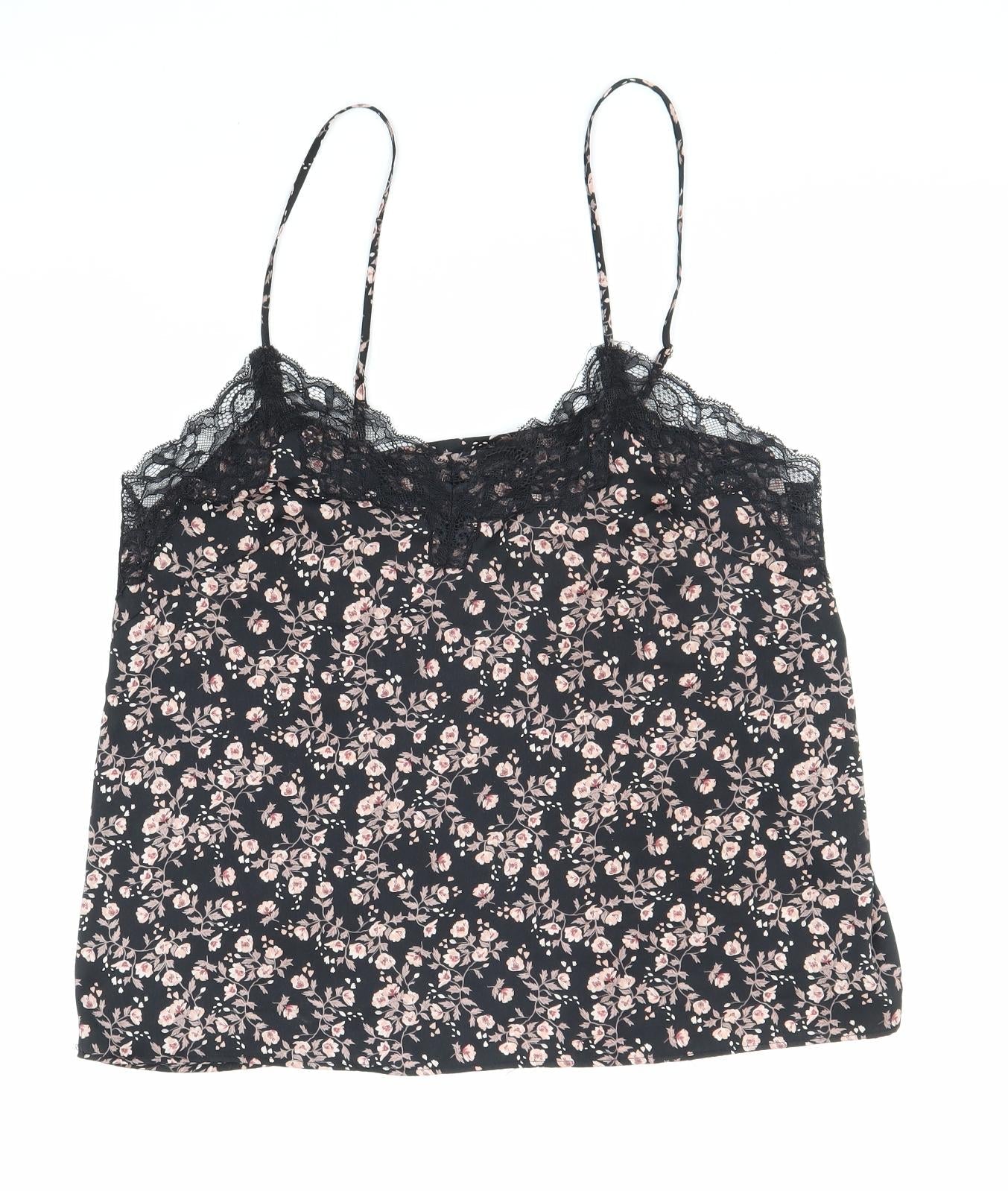 H&M Womens Multicoloured Floral Polyester Camisole Tank Size M Scoop Neck