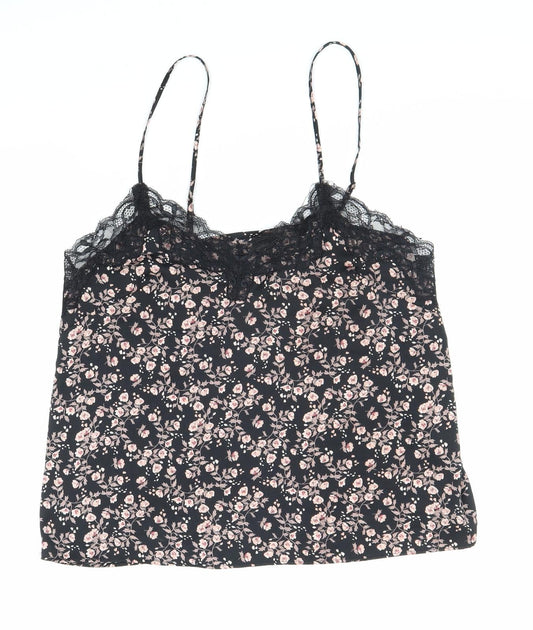H&M Womens Multicoloured Floral Polyester Camisole Tank Size M Scoop Neck