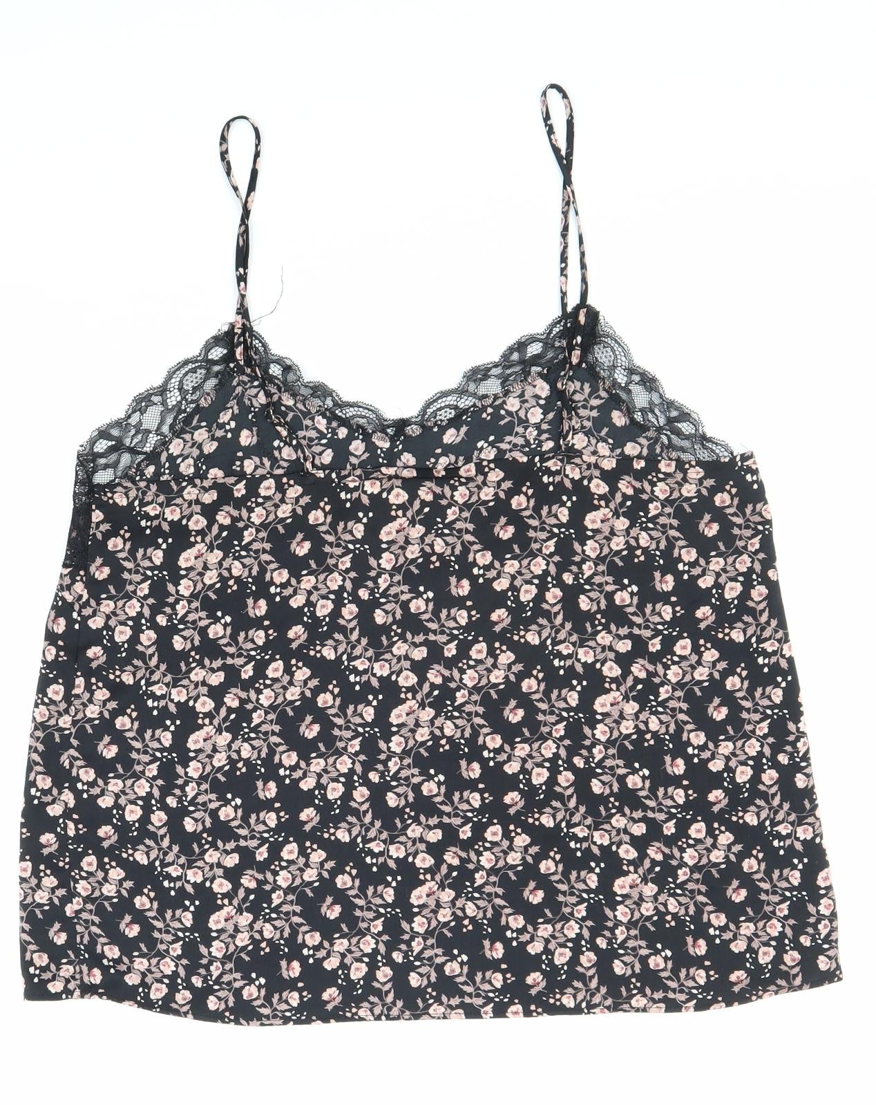 H&M Womens Multicoloured Floral Polyester Camisole Tank Size M Scoop Neck