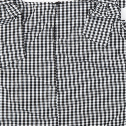 Miss Selfridge Womens Black Check Polyester Basic Blouse Size 8 Off the Shoulder