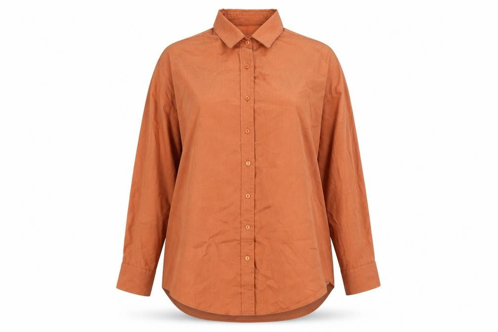 St Michael Womens Orange Cotton Basic Button-Up Size 12 Collared