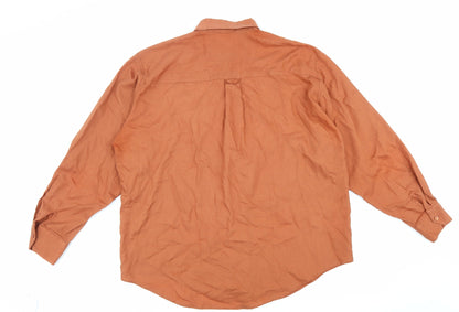 St Michael Womens Orange Cotton Basic Button-Up Size 12 Collared