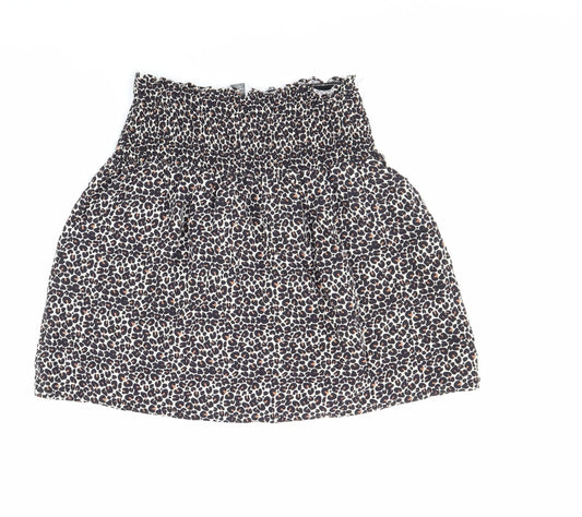 Primark Girls Black Animal Print Viscose Flare Skirt Size 12-13 Years Regular