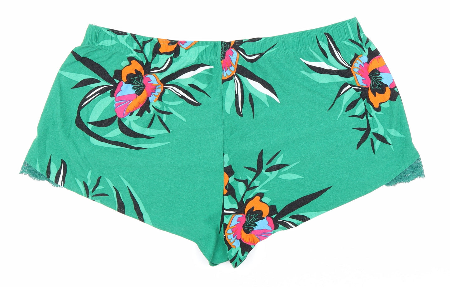 Love the Lounge Womens Green Geometric Viscose Cut-Off Shorts Size XL L3 in Regular