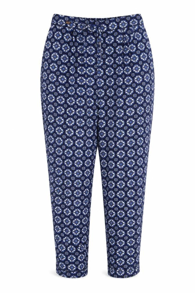Phase Eight Womens Blue Geometric Polyester Trousers Size 10 Regular